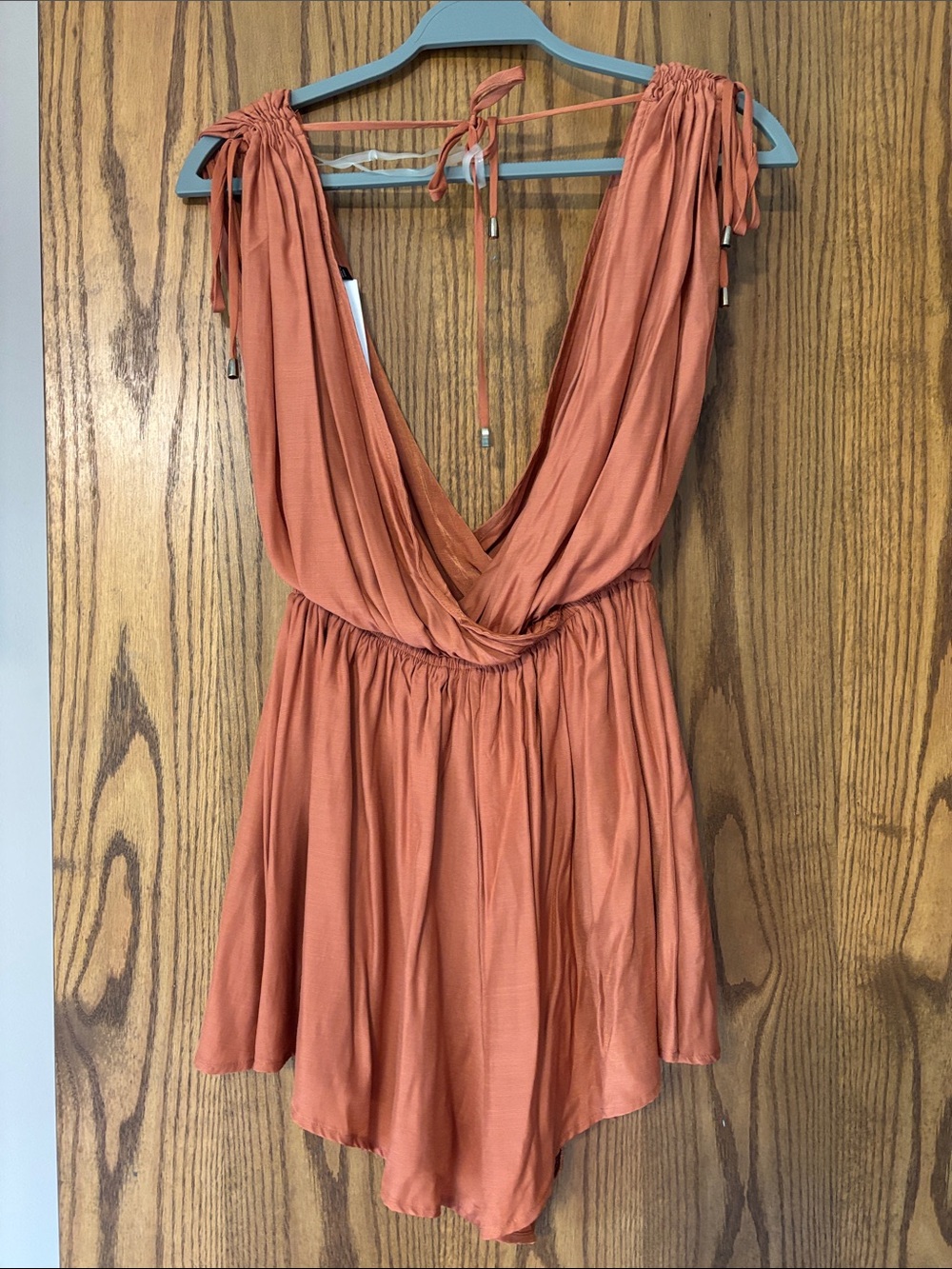 Rust Orange Deep V Romper - Picture 3 of 3